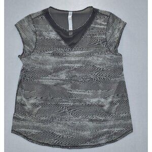 Lululemon For The Run Tank Short Sleeve Athletic Shirt Gray Mesh Top Size 8